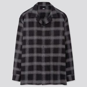 MEN OPEN COLLAR FLANNEL CHECKED LONG-SLEEVE SHIRT